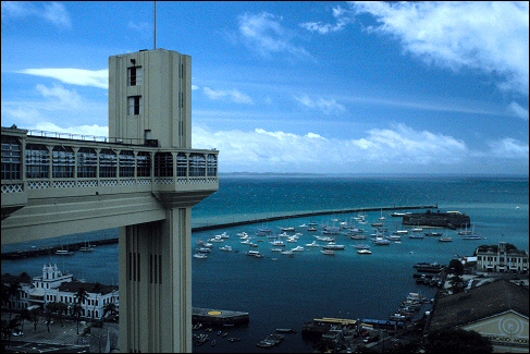 Salvador da Bahia,  Elevador Lacerda and view to the Baia de Todos os Santos